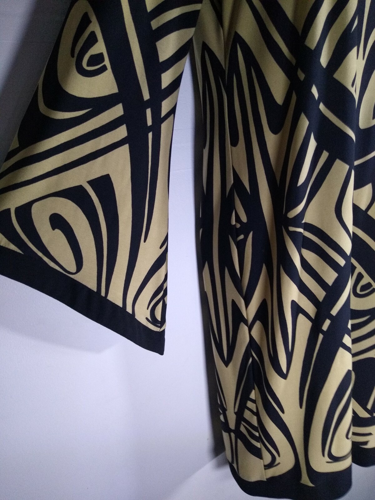 Emma & Michele Brown Black Print Dress Stretch A line Angel Retro Small