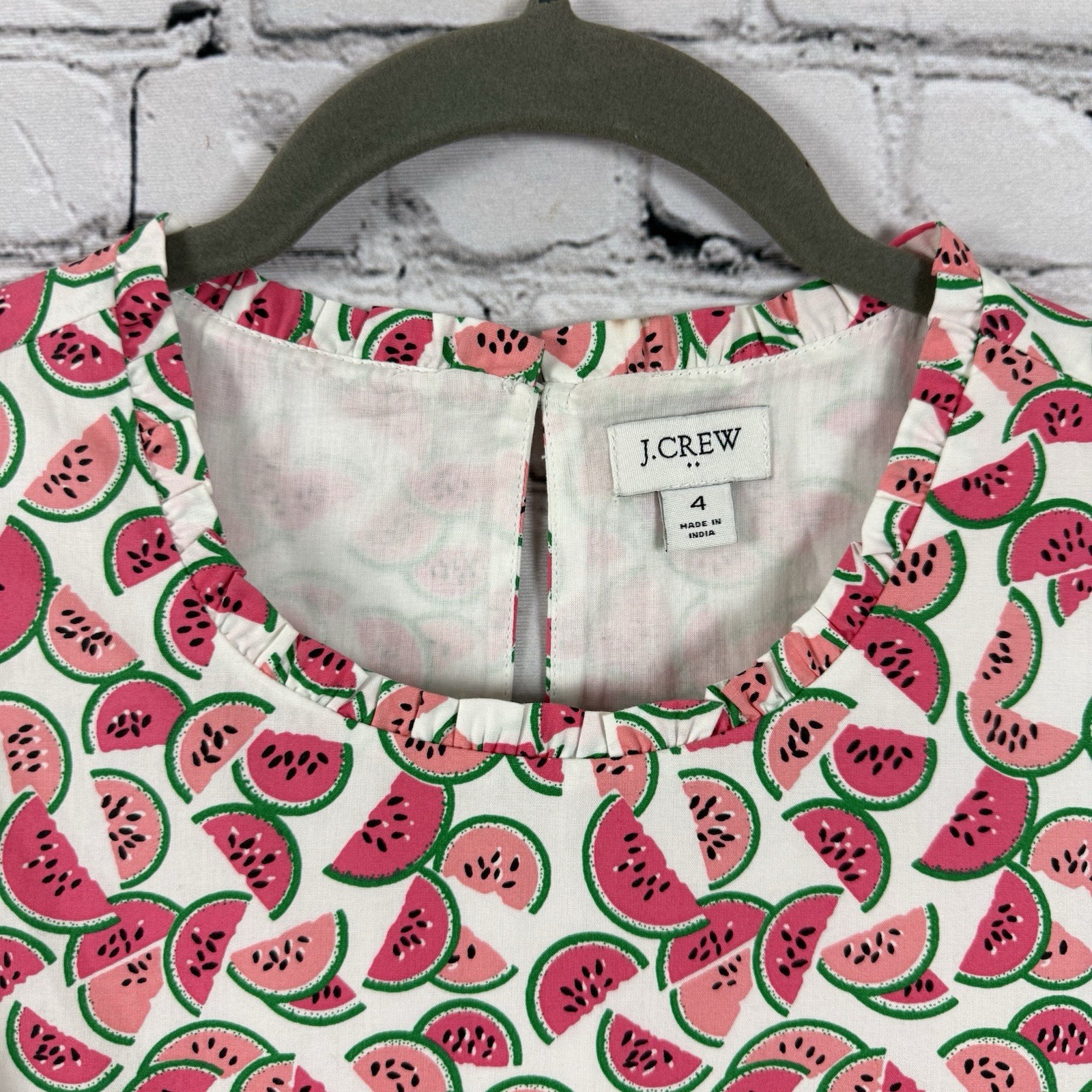 J.Crew Cotton Poplin Watermelon Print Tiered Mini Dress Sleeveless Women Size 4