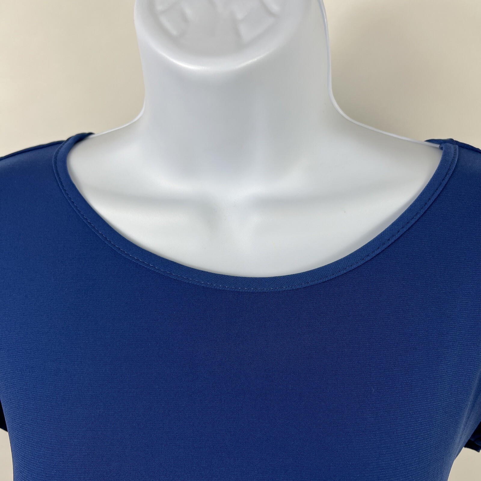 Elementz Pencil Dress Women’s Medium Short Sleeve Blue Ruffle Polyester Blend