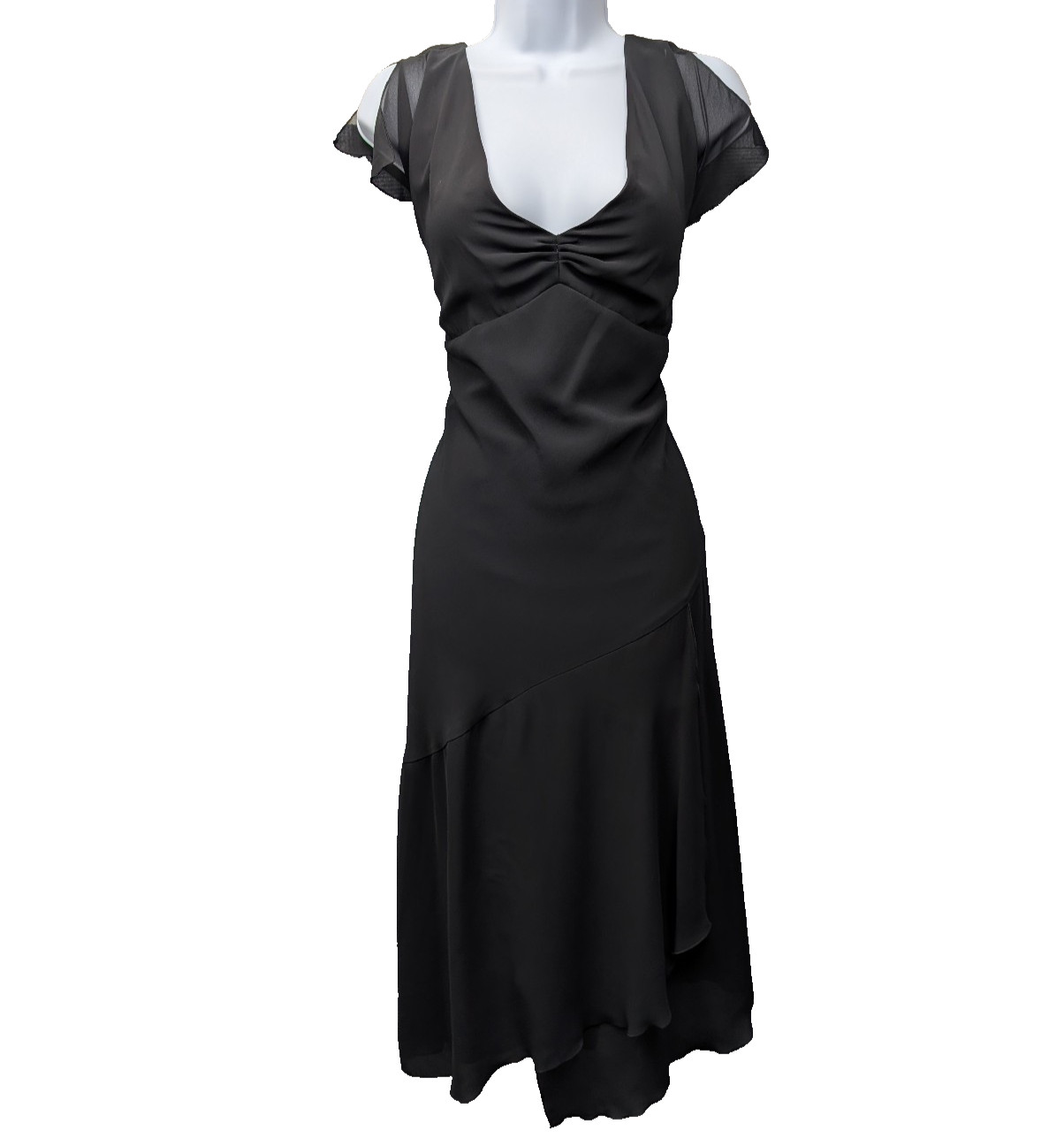Vintage Midi Dress Womens 10 Whimsigoth Y2K Chiffon Dark Romantic 90s