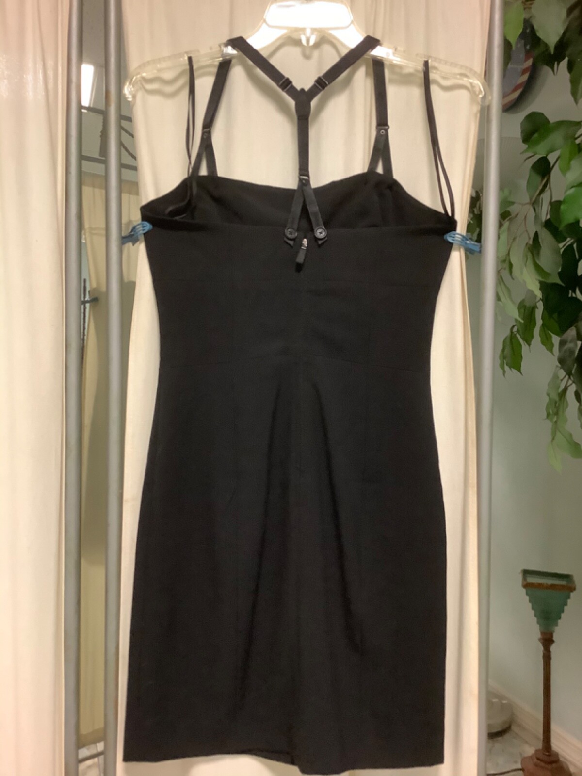Armani Exchange Black Sleeveless Mini Dress with suspenders
