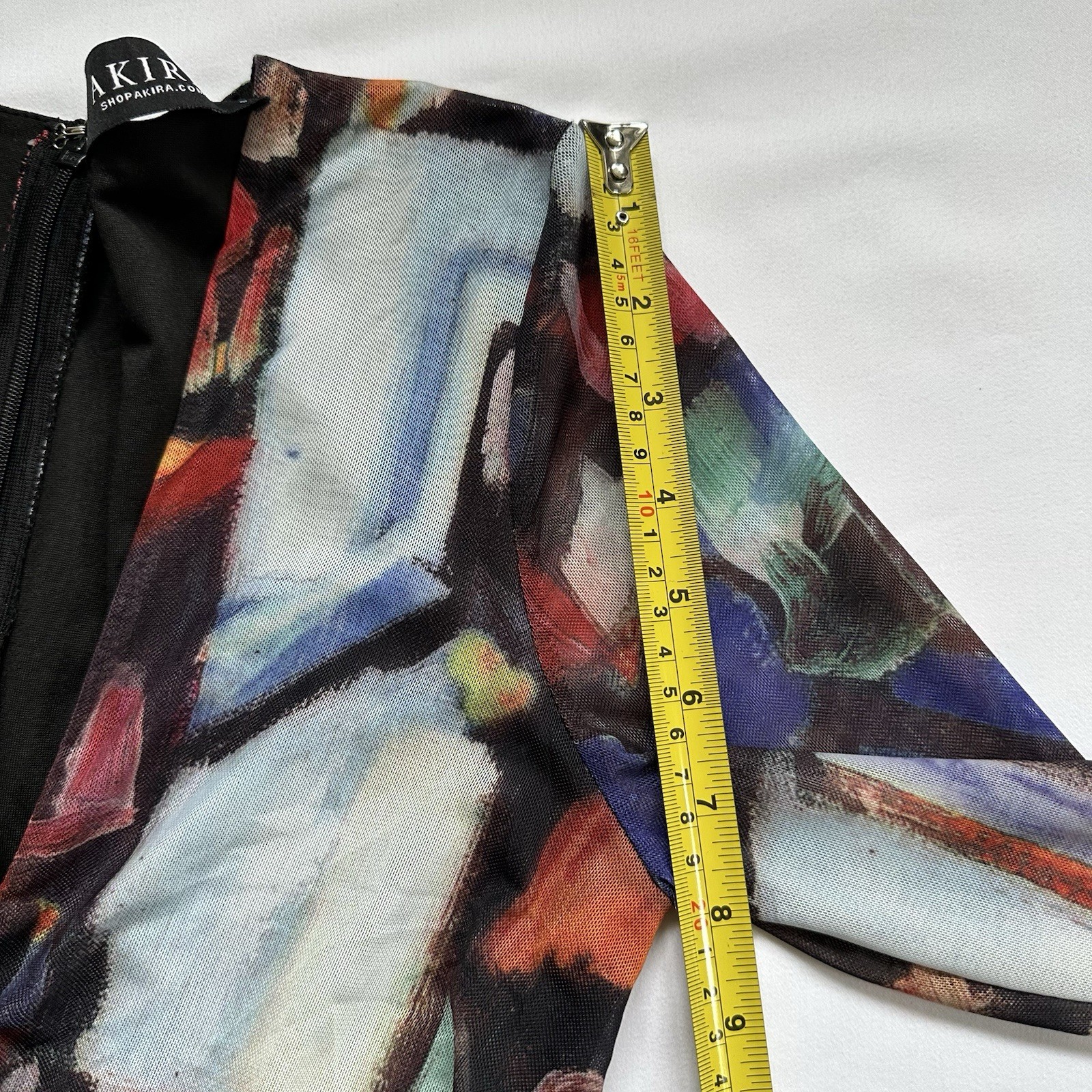 Akira On My Mind Abstract Colorful Plunge V-Neck Bodycon Mini Club Dress Size S