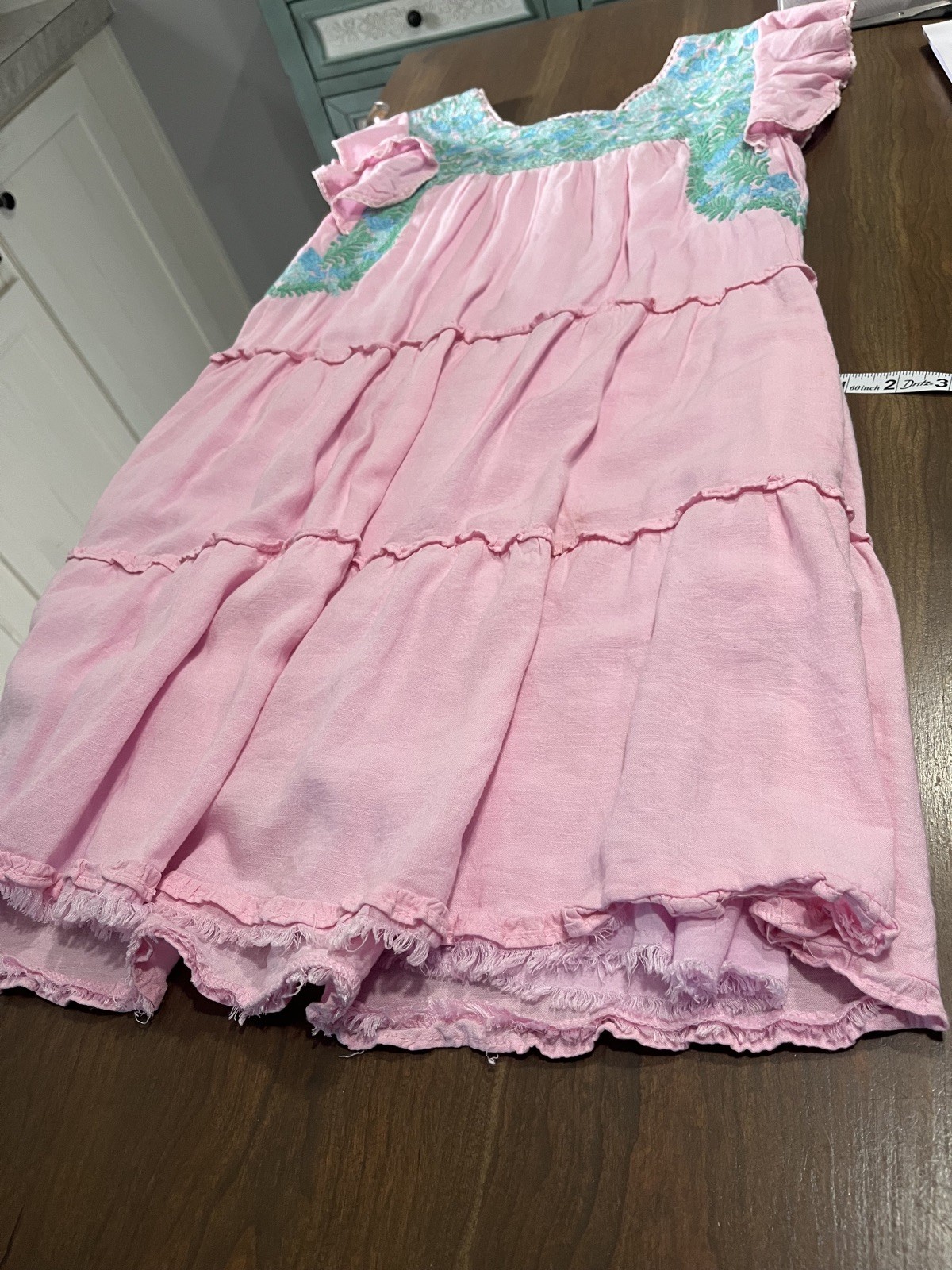Vintage J Marie Embroidered Ruffeled Pink Dress XS