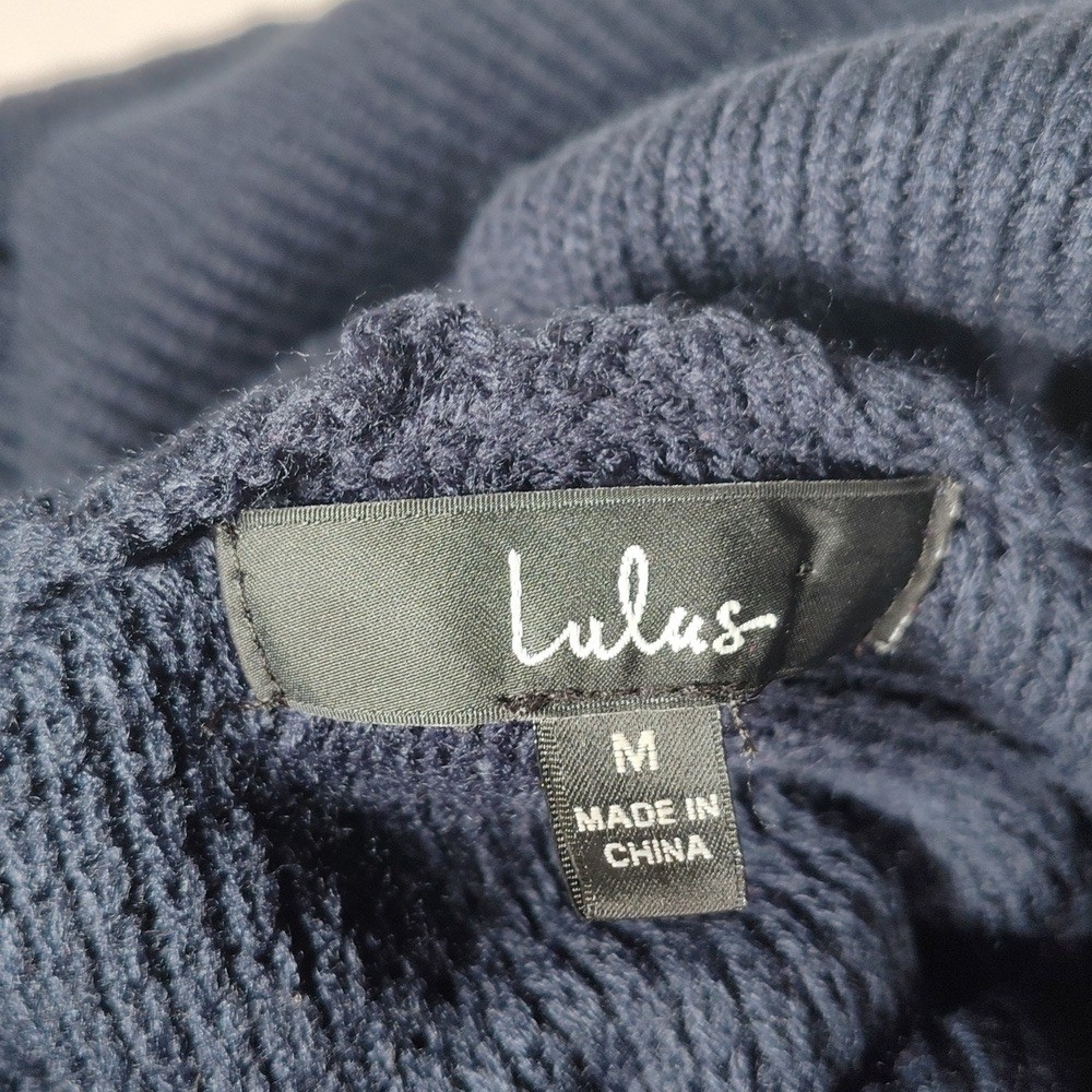 Lulus Tea Reader navy blue long sleeve cowl neck sweater dress M