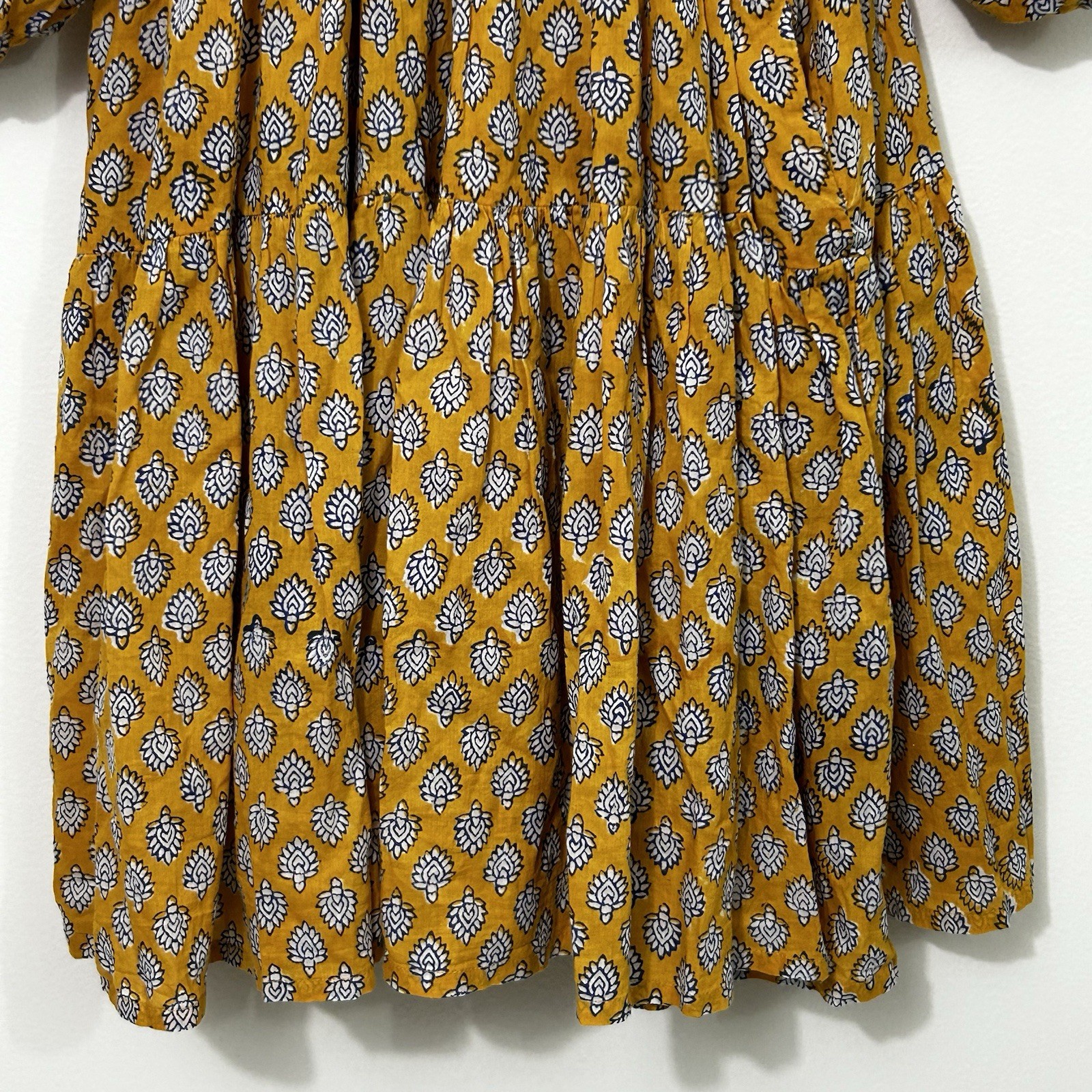 Emerson Fry Small Clemence Dress India Collection Tiered Yellow Boho Beach