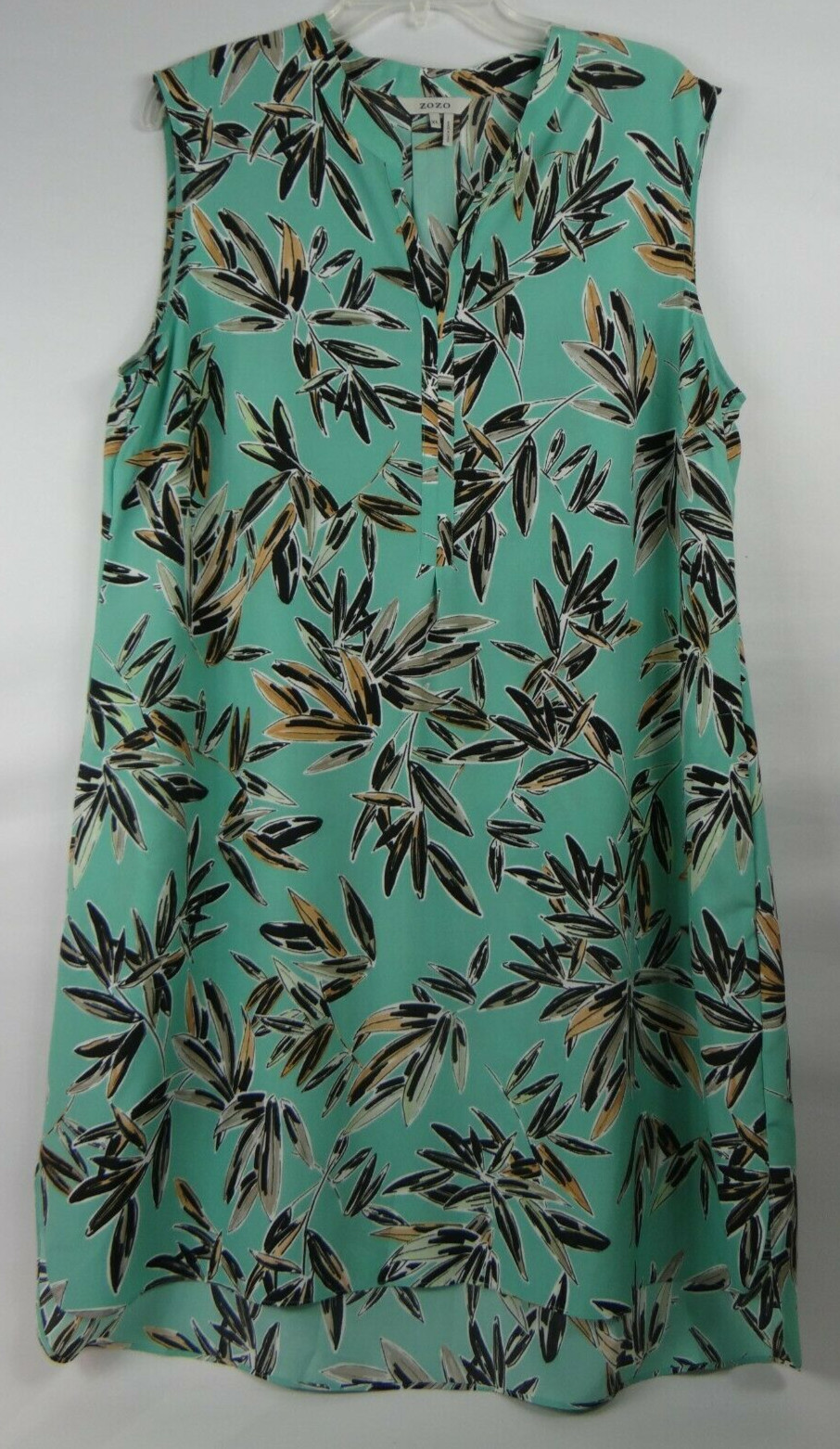 Woman’s Dress Sleeveless XL Green Tan Black Fern Leaves by ZOZO