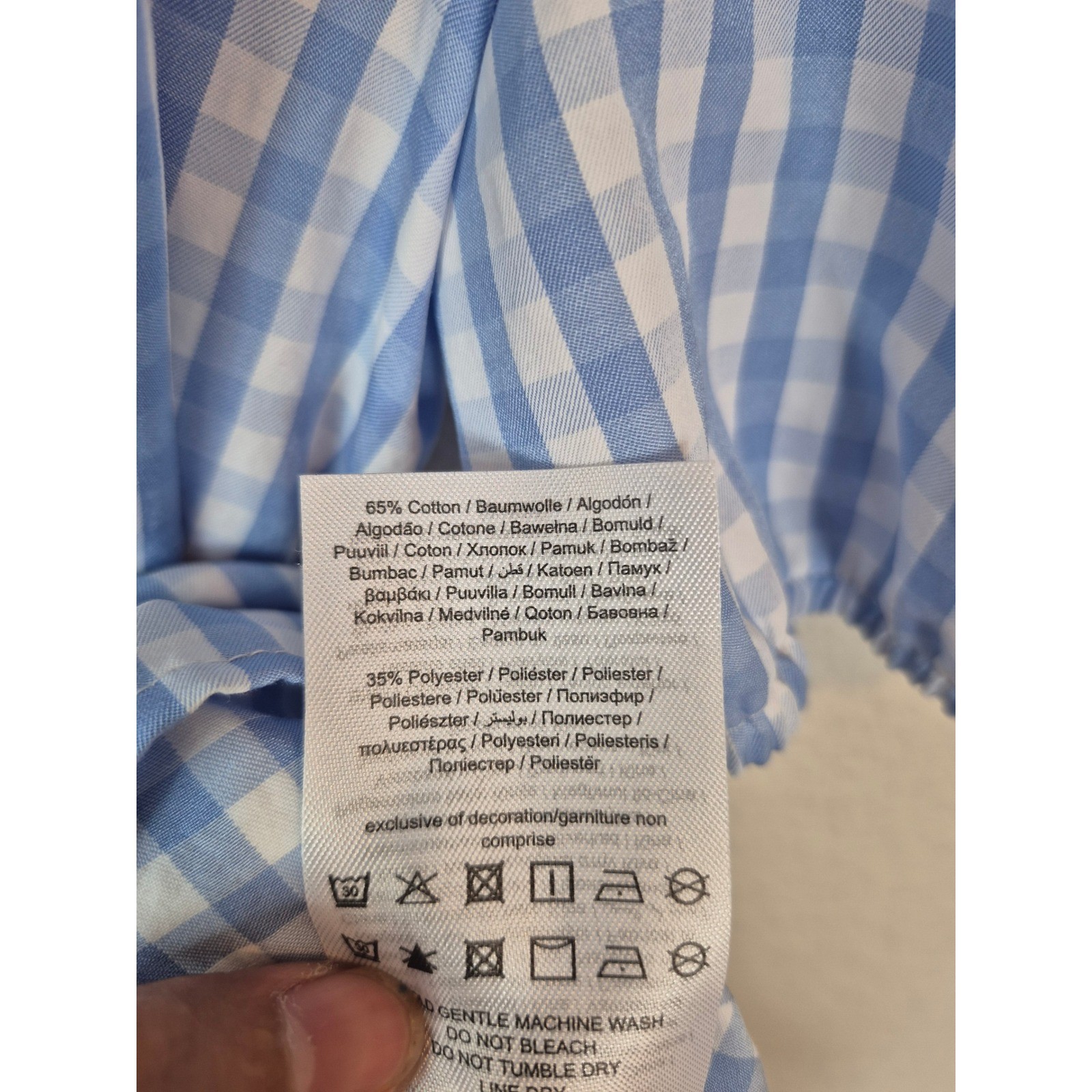 Vila Blue Gingham Maxi Belted Dress Square Neck Puff Sleeve Size US 8