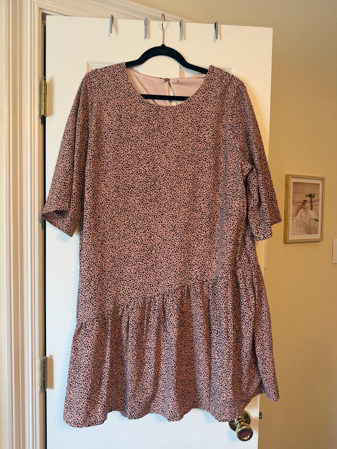 Pink and Black Animal Print Drop Waist Tiered Mini Dress