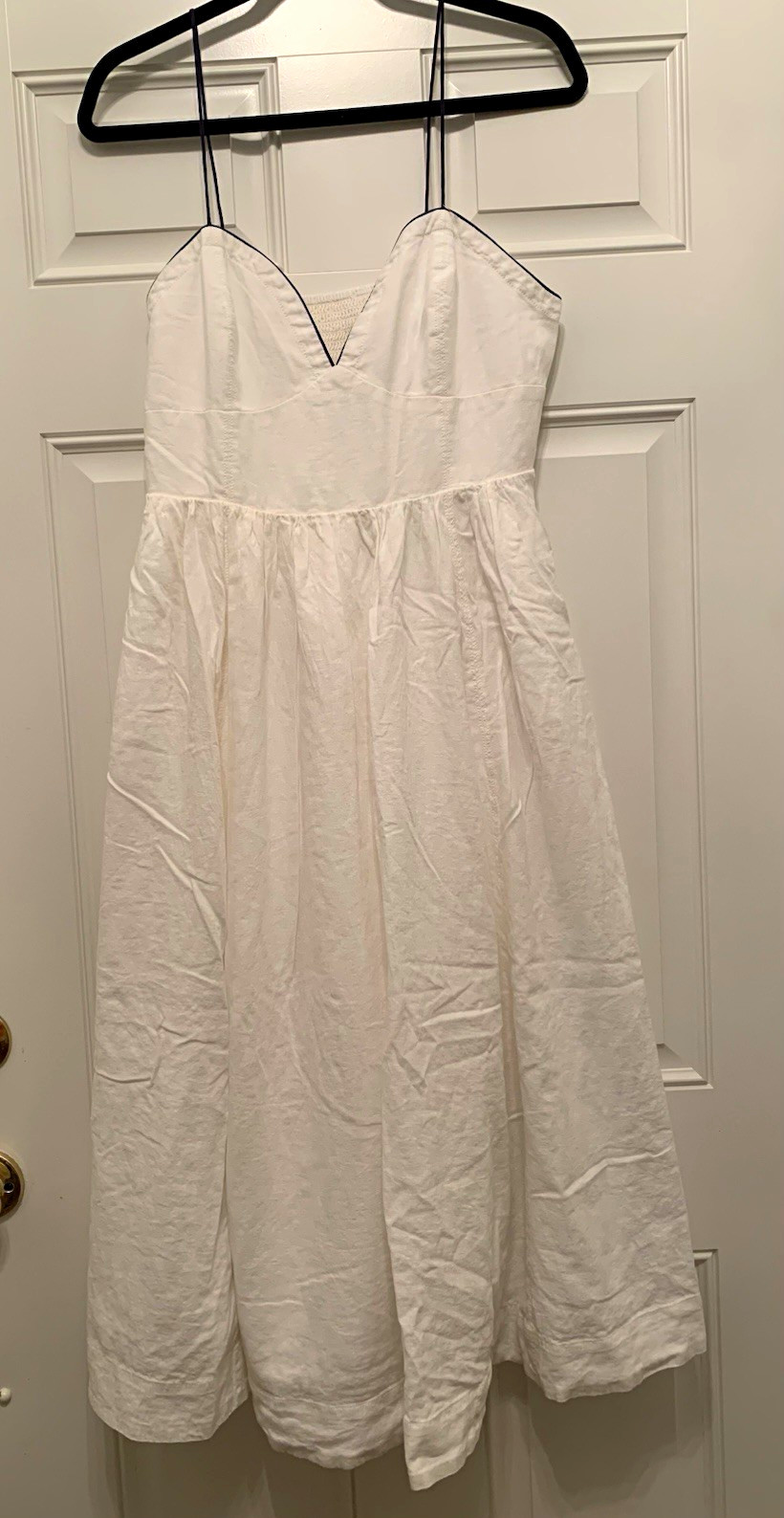 Maeve Anthropologie, seamed contrast midi dress, side pockets and side zip sz 12