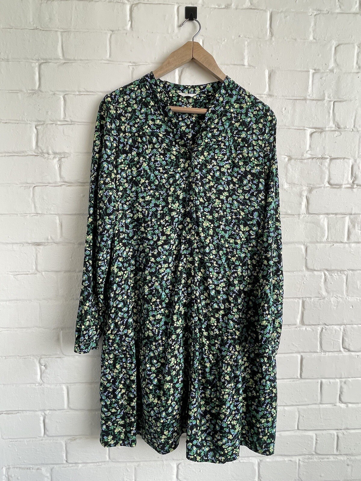 Hush Floral Print Midi Dress Lenzing Ecovero Viscose Green Summer Dress UK 12
