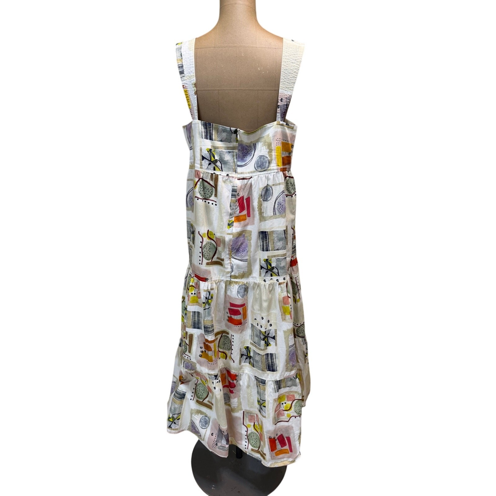 Hunter Bell Maxi Dress Poppy Cotton Square Neckline Tiered Body Large
