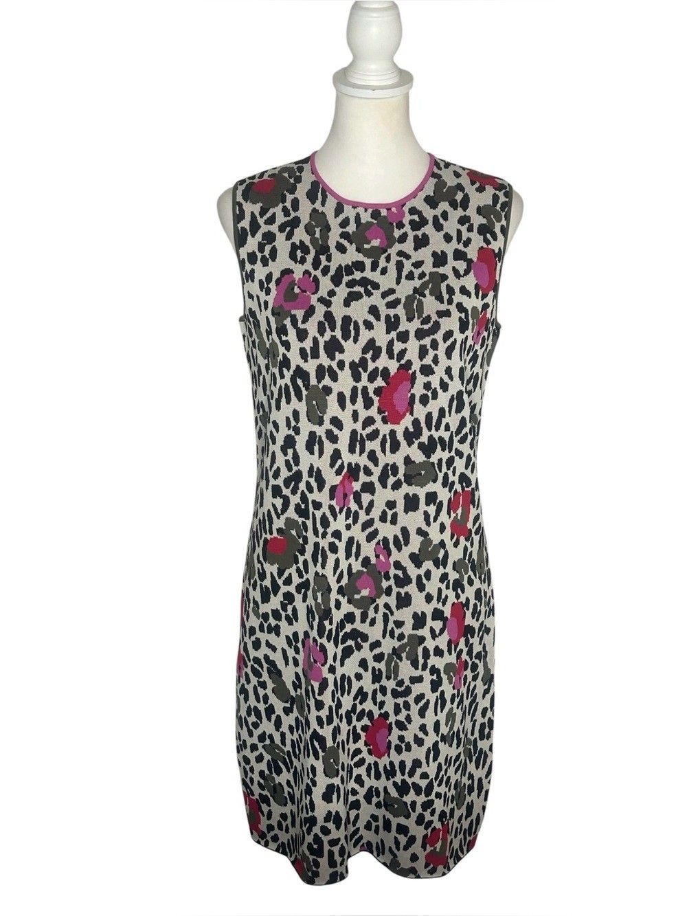 Ted Baker EUC Pheebei Wilderness Knit Dress US Sz 6 Leopard Jungle Pop Eclectic