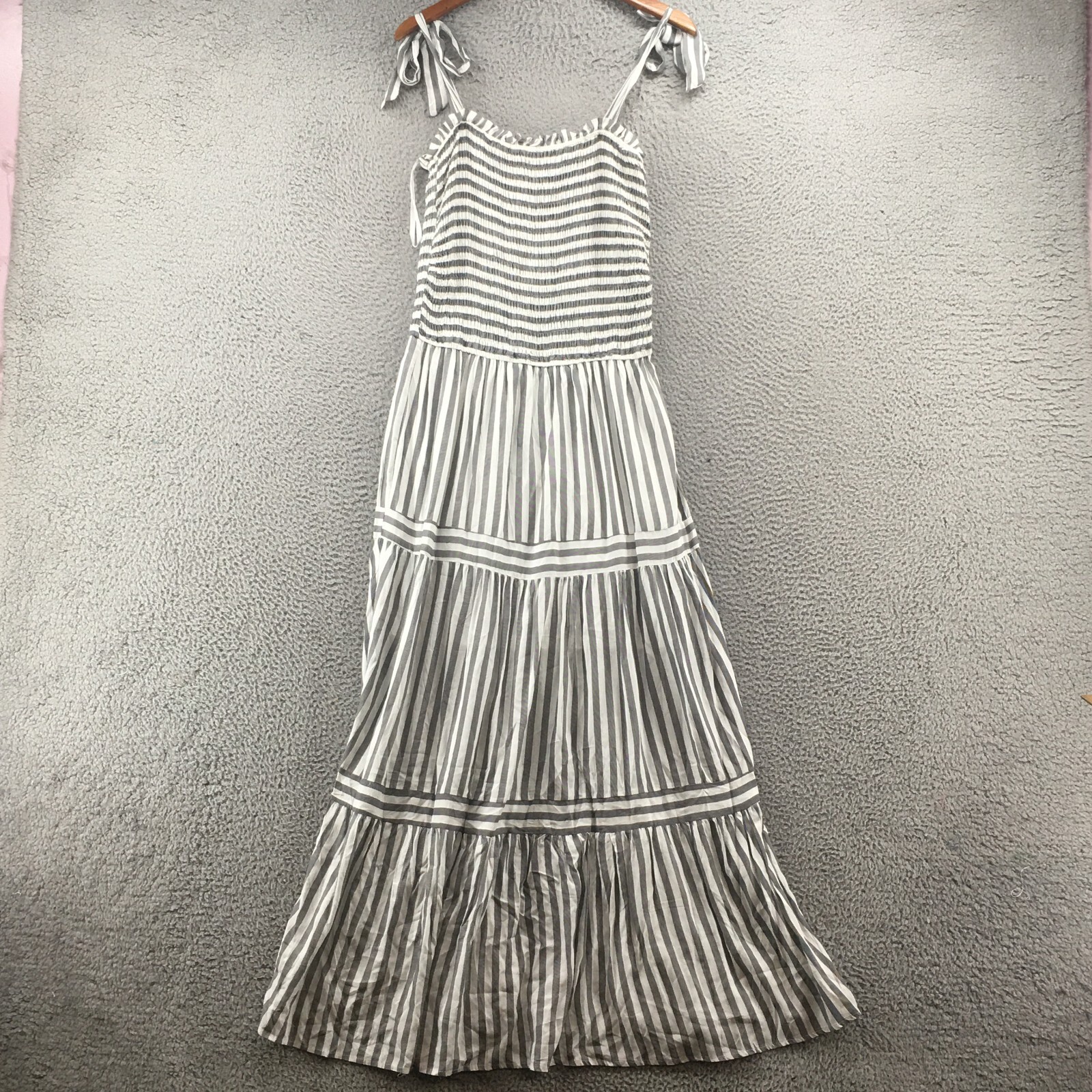 She + Sky Maxi Dress Womens M Multicolor Striped Spaghetti Strap Stretchable NEW