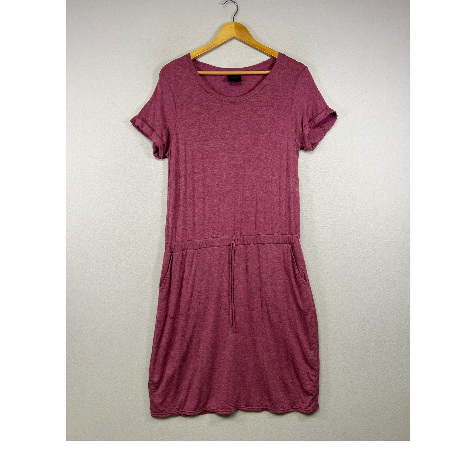 Athleisure 32 Degrees Cool Womens Large Pink Heathered Drawstring T-Shirt Dress