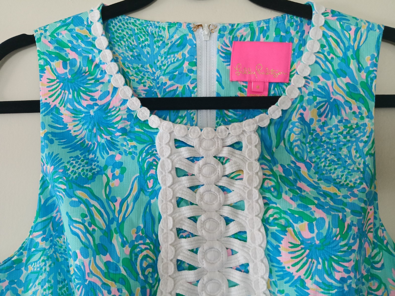 Lilly Pulitzer Women’s AshlerMaxi Dress Sleeveless Round Neck Lace Zip Size 8