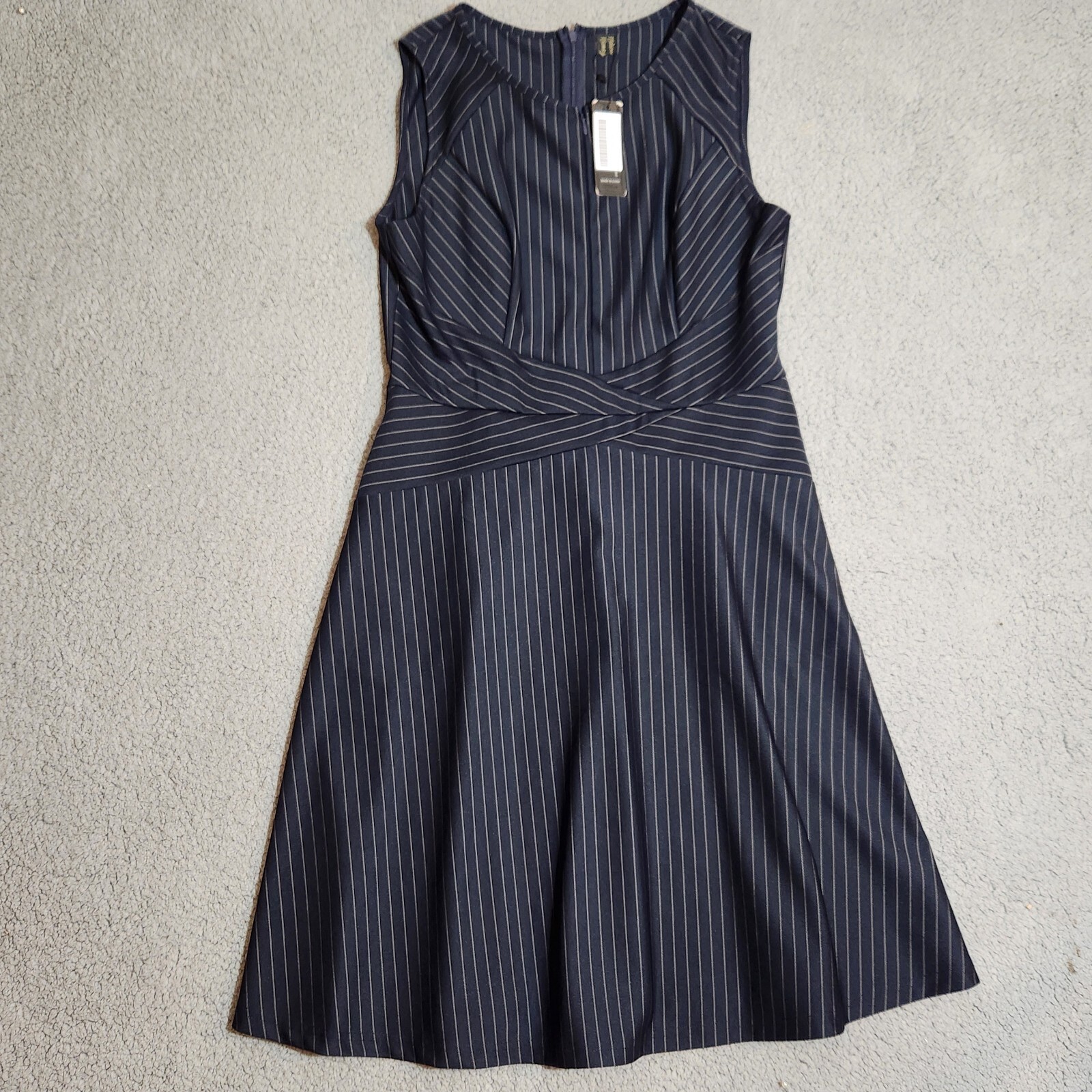 Womens Black Dress Striped Sleeveless Womens XXL Mid-Length Zip Vfshow NWT