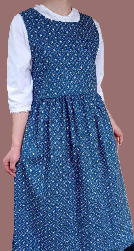 CUSTOM Ladies Plus long full jumper dress blue floral cotton S M L XL 1X 2X 3X