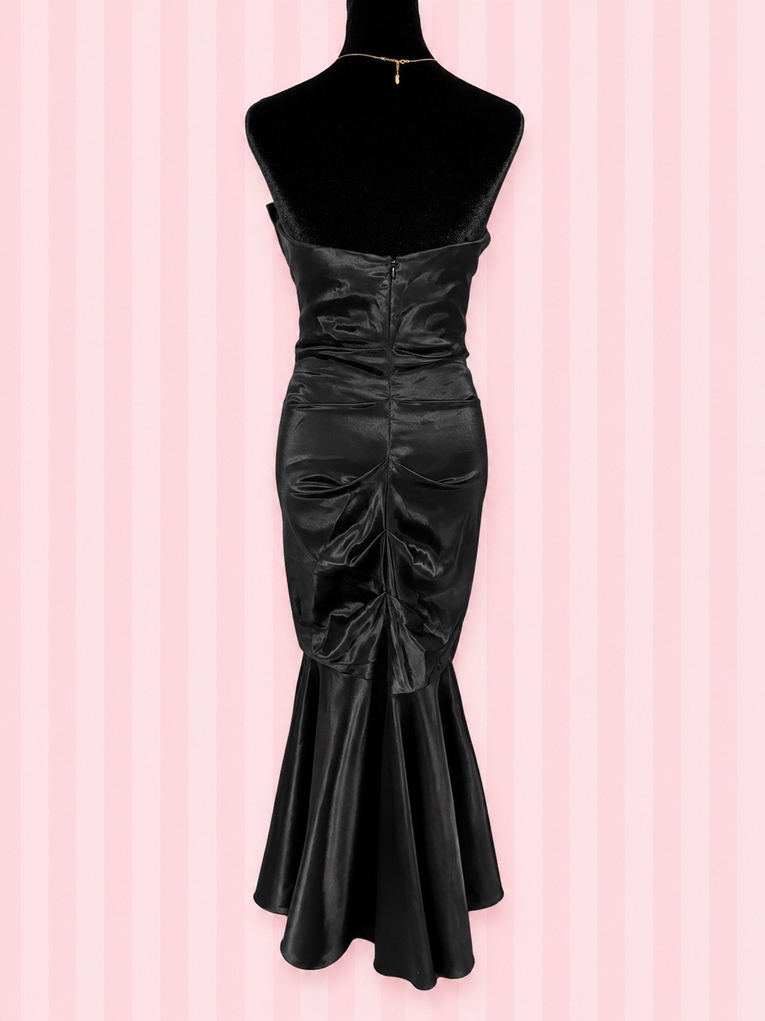Cache Black Satin Mermaid Gown | Strapless Formal Dress | Vintage Y2K Glam