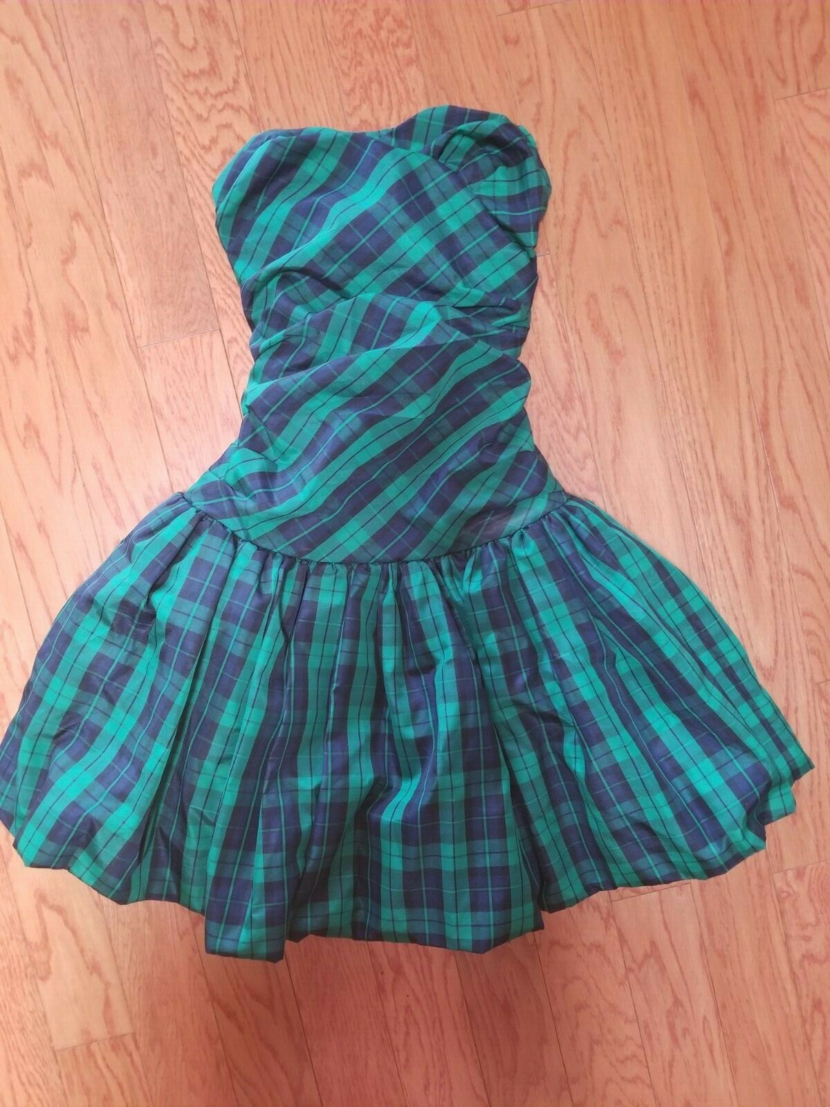  LUELLA BARTLEY TARGET WOMEN’S SIZE 3 GREEN PLAID STRAPLESS DRESS HOMECOMING 