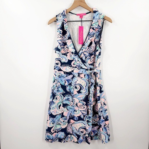 Lilly Pulitzer NWT Romee Wrap Dress Size Medium French Terry Cotton Stretch M