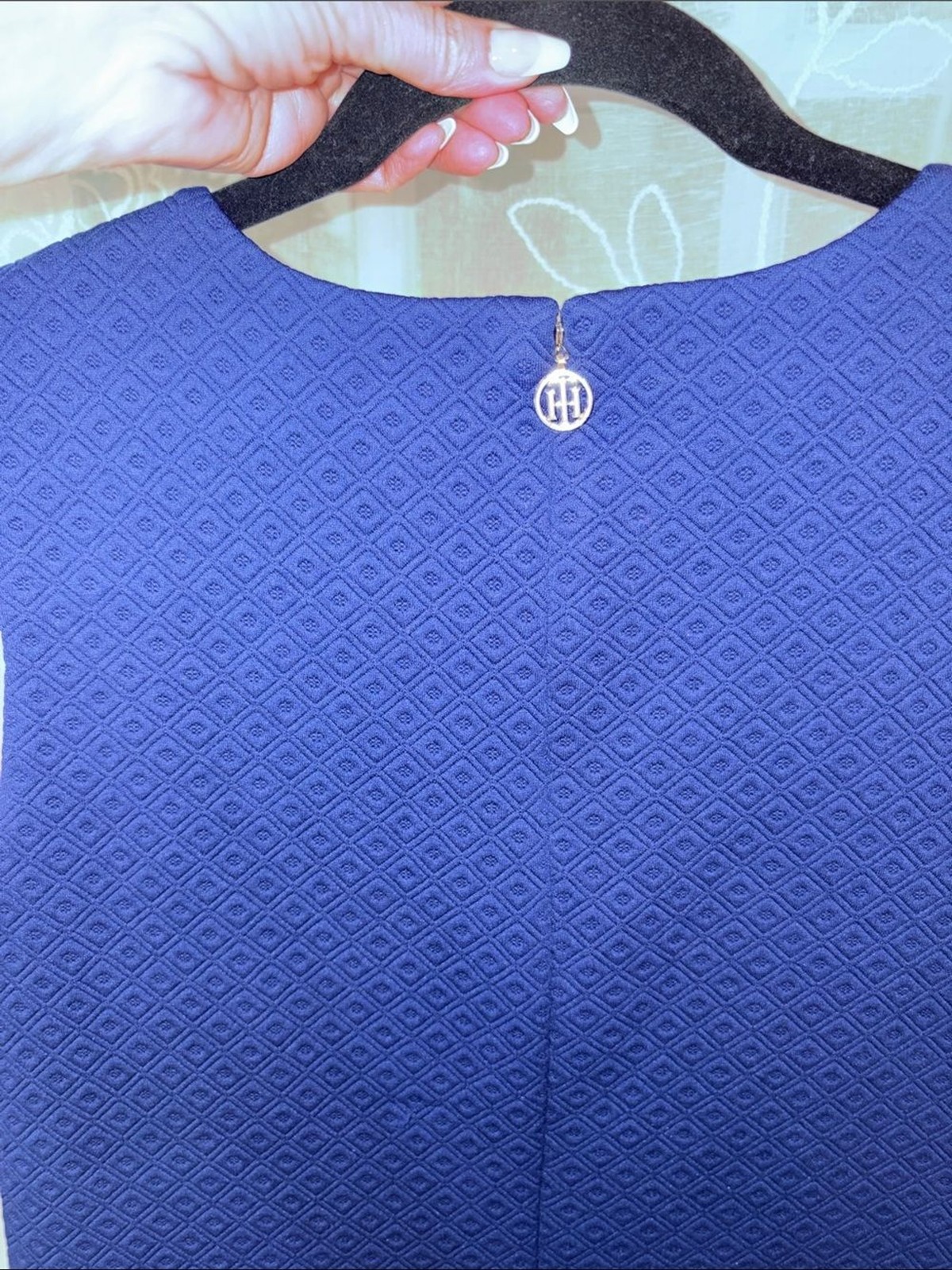 NWT Tommy Hilfiger Blue Textured Shift Dress Size 12 Sleeveless Career Office