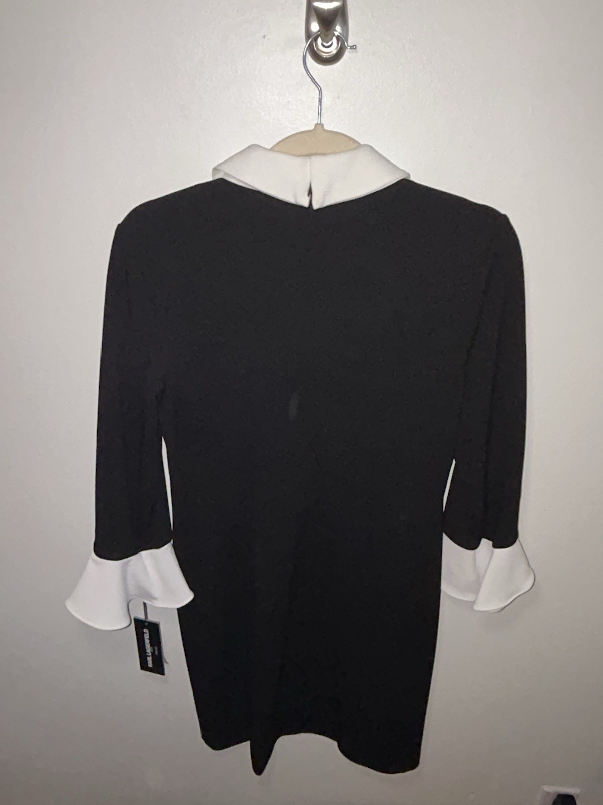 KARL LAGERFELD Collared 3/4 Ruffle Sleeve Peal Button Dress SIZE 4 NWT $128