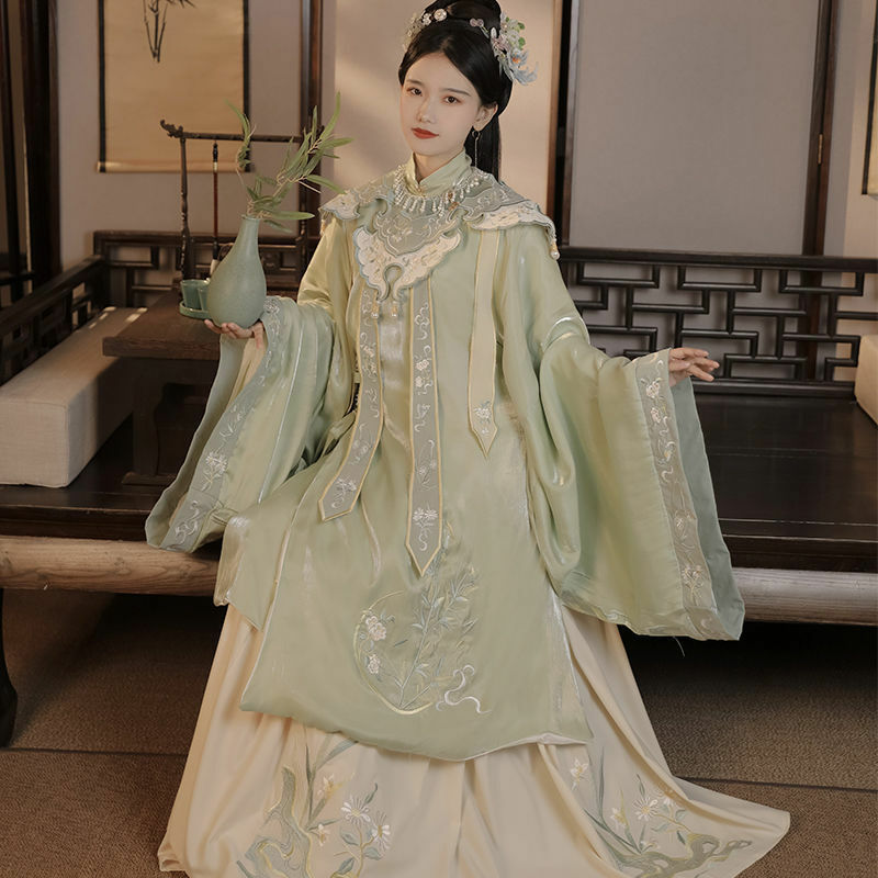 Women Adult Hanfu Stand-Up Collar Gown Cloud Shoulder Retro Hanfu Dress Suit