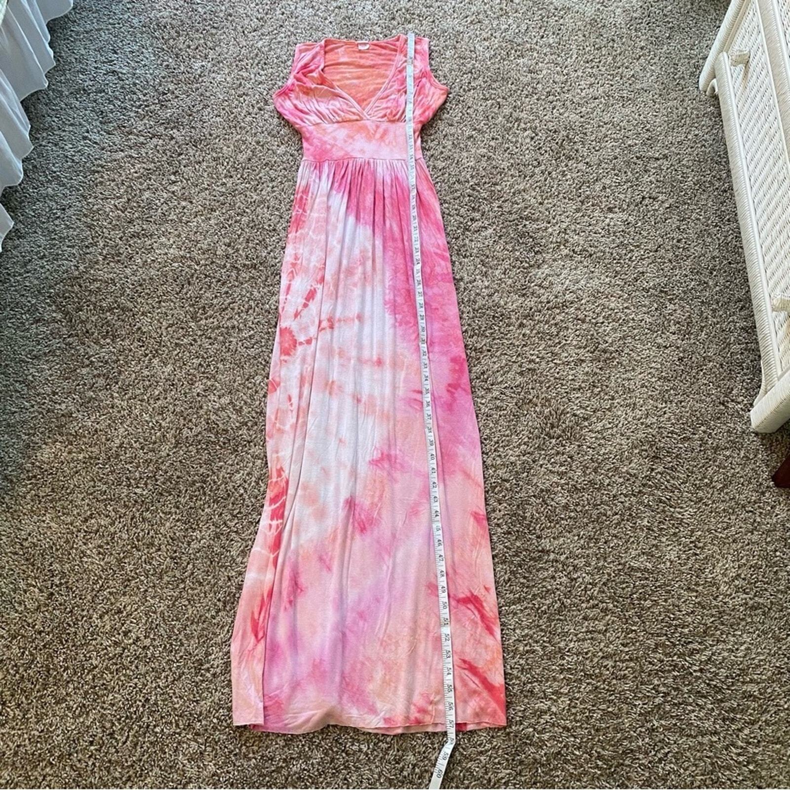 Love Tanjane Pink and Orange Tie-dye Maxi Dress Size Small Beach Resort Coastal