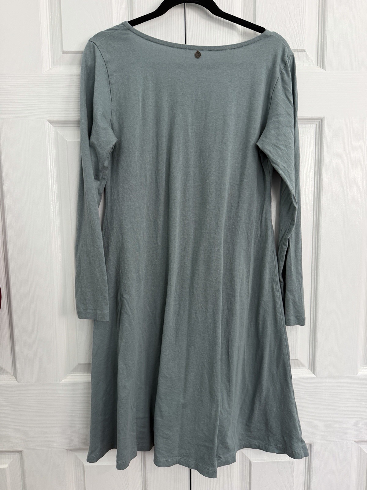 Soft Surroundings Soft Green M Cotton Modal Knit A-Line Knee V-Neck Long Sleeve