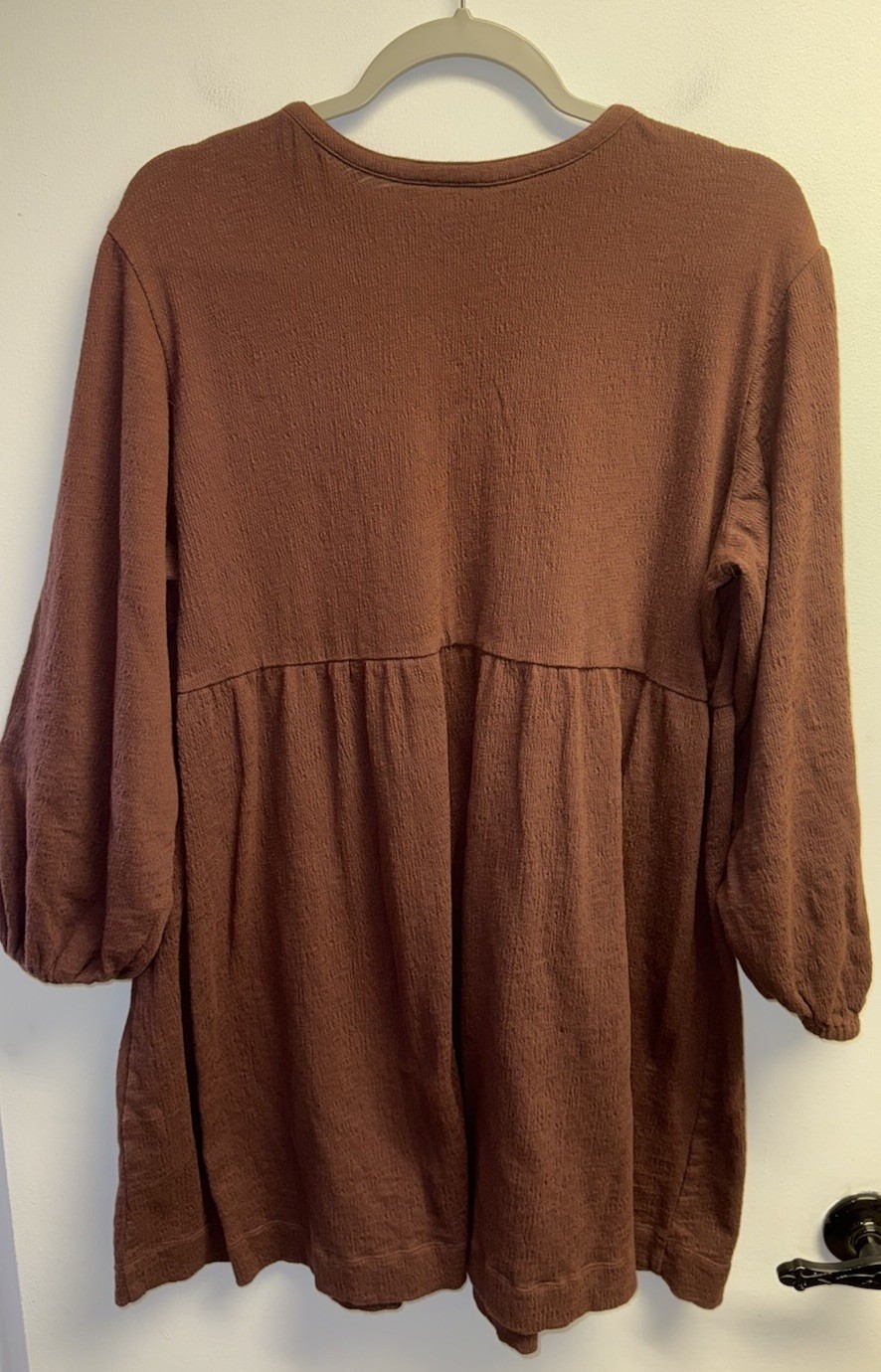 Richer Poorer Dress Cloud Weave Button Up Brown Large Long Sleeve Brown Boho