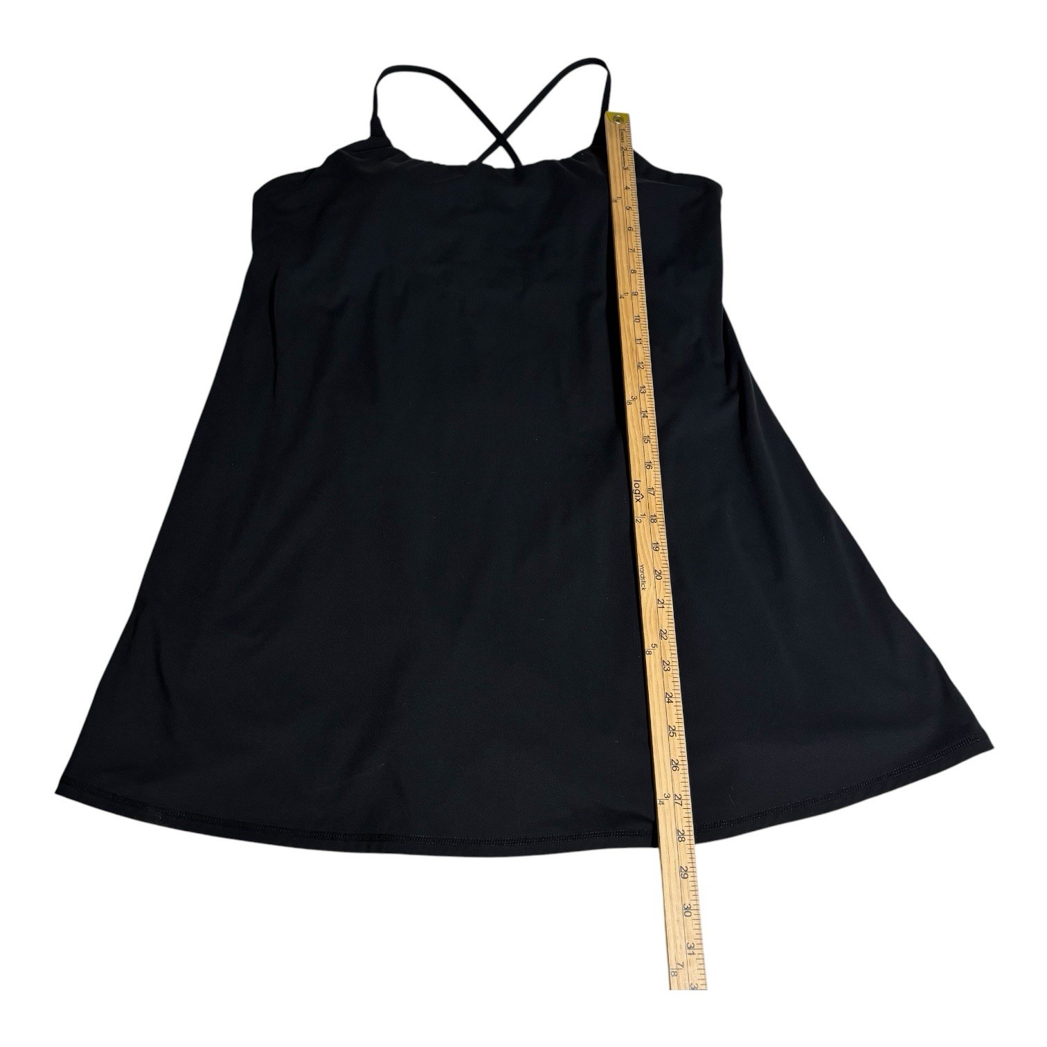 Womens 2X Black Athletic Dress with Cross-Back Straps Built-In Shorts & Bra