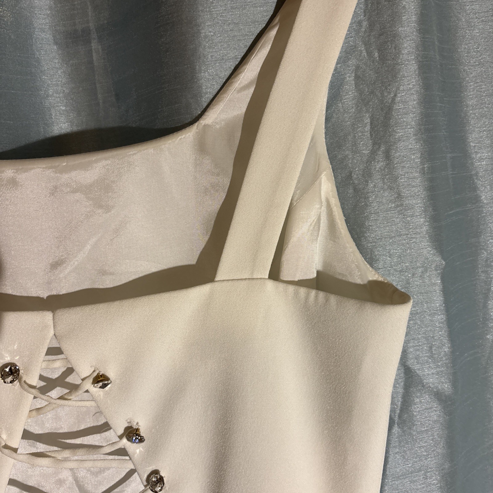 Rimini White Evening Dress with Lace Up Back Size 10 – NWT