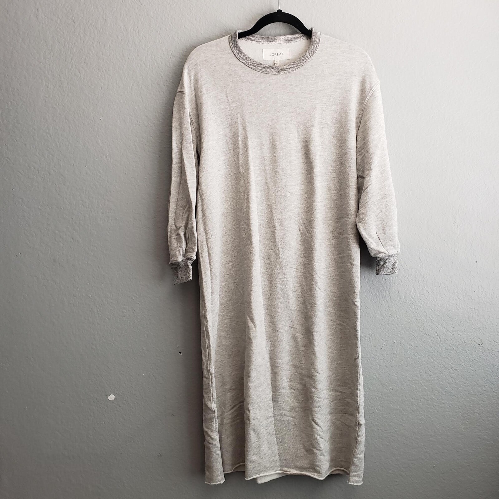 The Great Dress Size 1/S Heather Gray Crew Neck Long Sleeve Cotton Pullover Midi