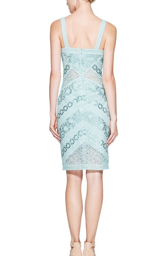 NEW Tadashi Shoji V Neck Sequined Sheath Cocktail Dress Sz 14 Frosted Jade Maia