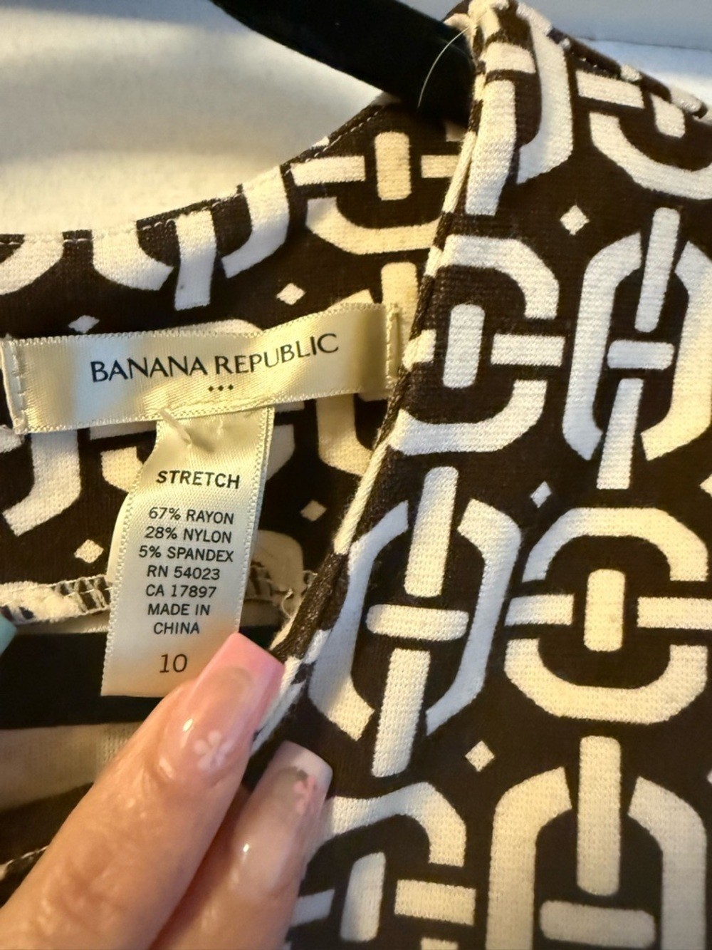Banana Republic Brown & White Geometric Dress