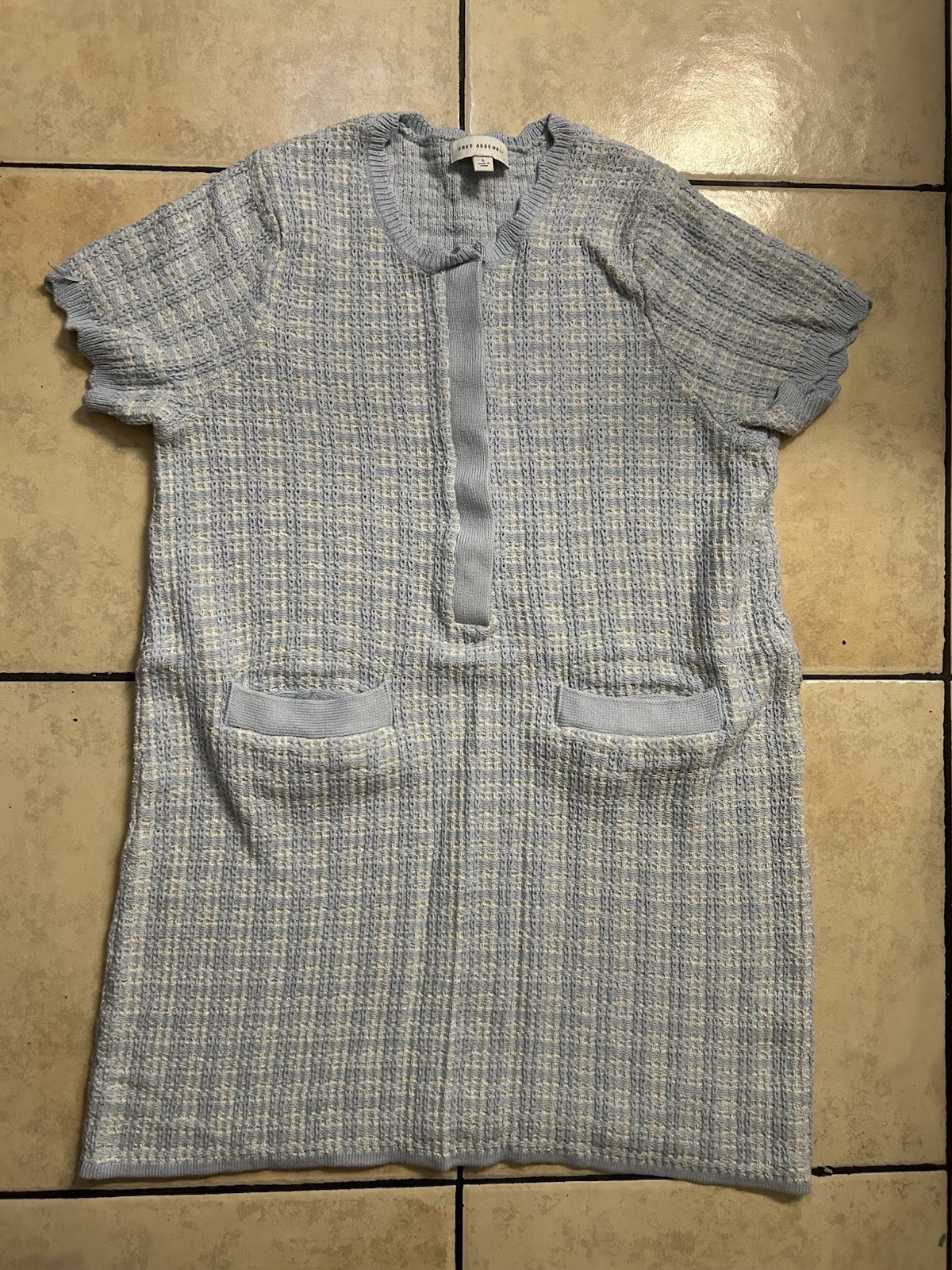 Free Assembly Women’s Knit Dress, Size L, Light Blue.