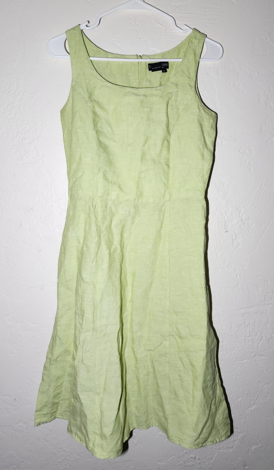 Vintage The J Peterman Company Size 4 100% Linen Green Knee Length Dress