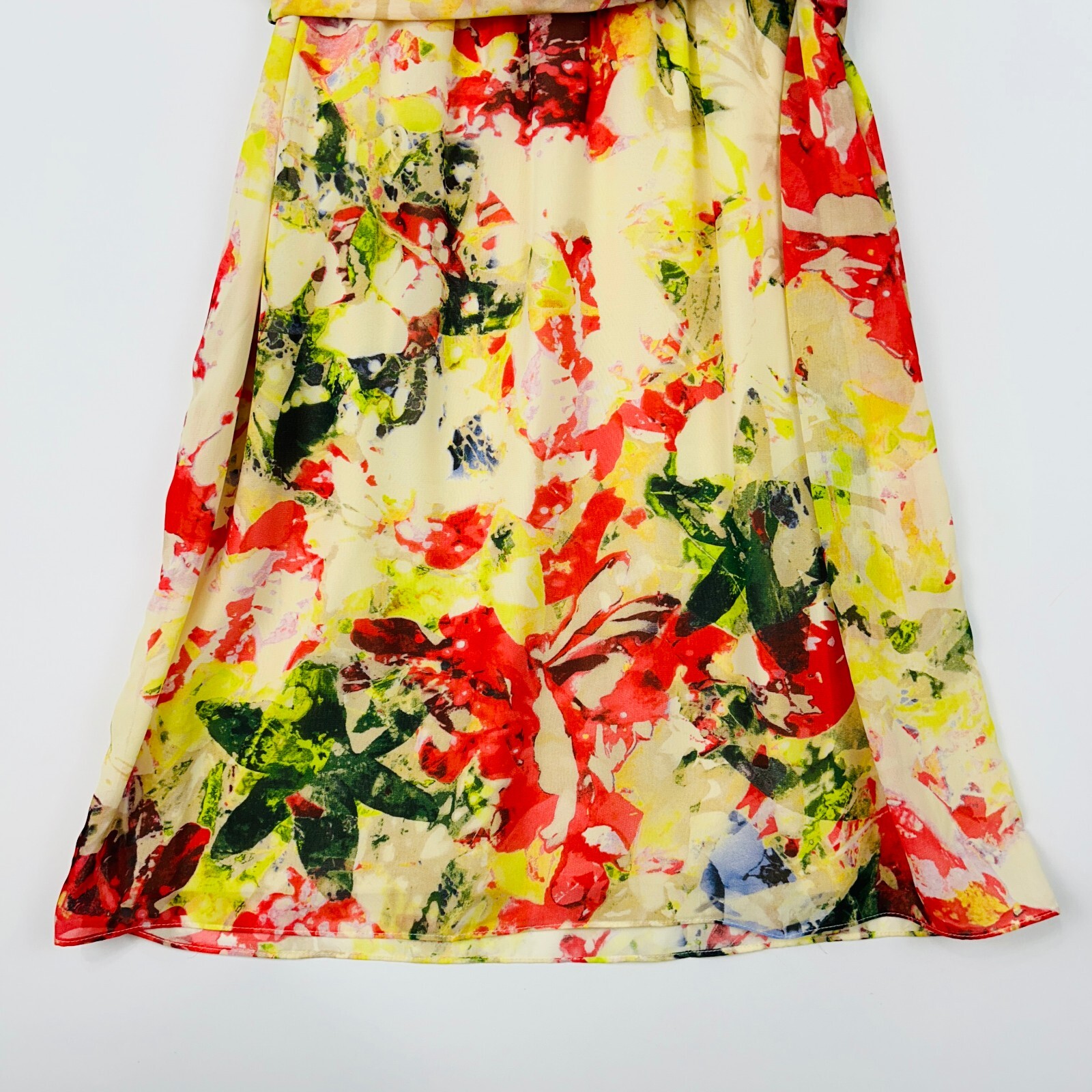 Robbie Bee Ruffle Dress Women 12 NEW Graphic Floral Sleeveless Flounce A-Line