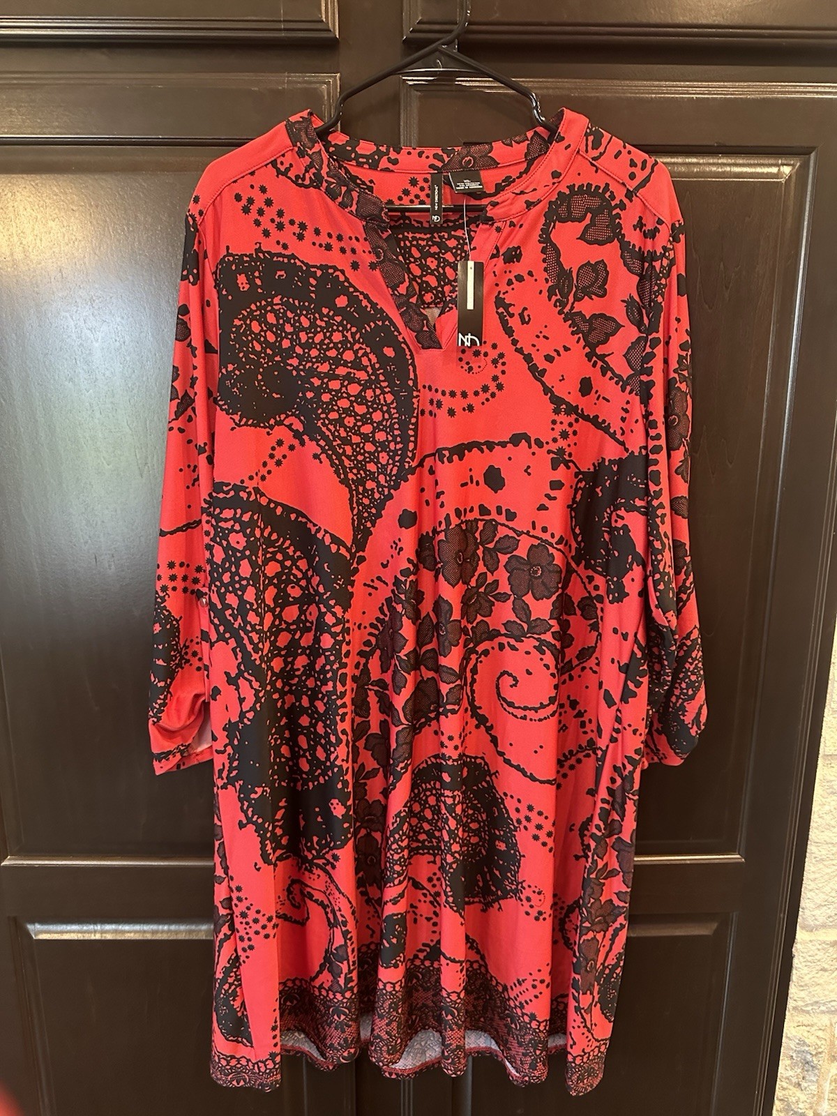 New Directions Women’s XL Dress 3/4 Sleeve Red/Black NWT