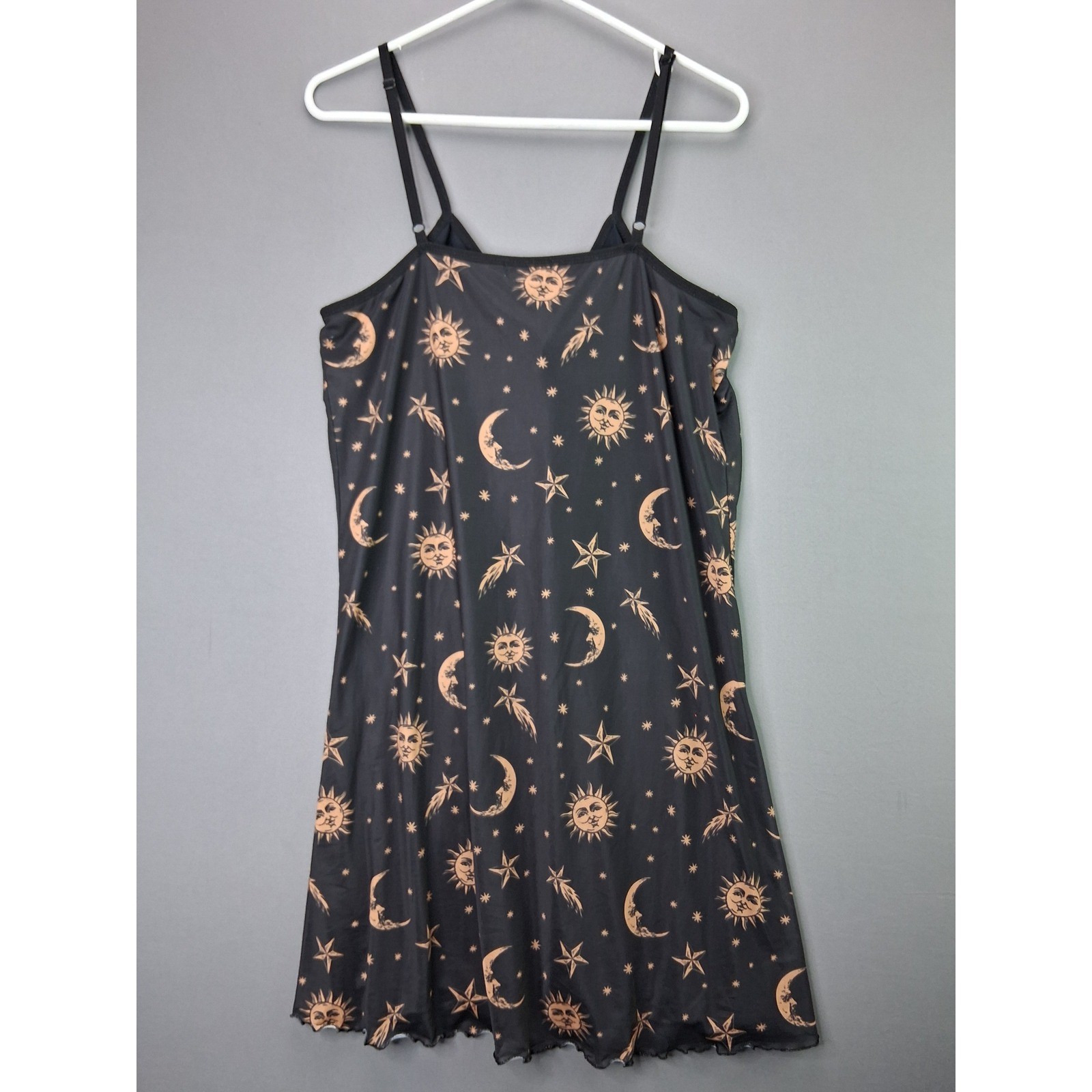 Horoscopez Dolls Kill Celestial Mesh Mini Dress 2X Black Gold Sun Moon Stars