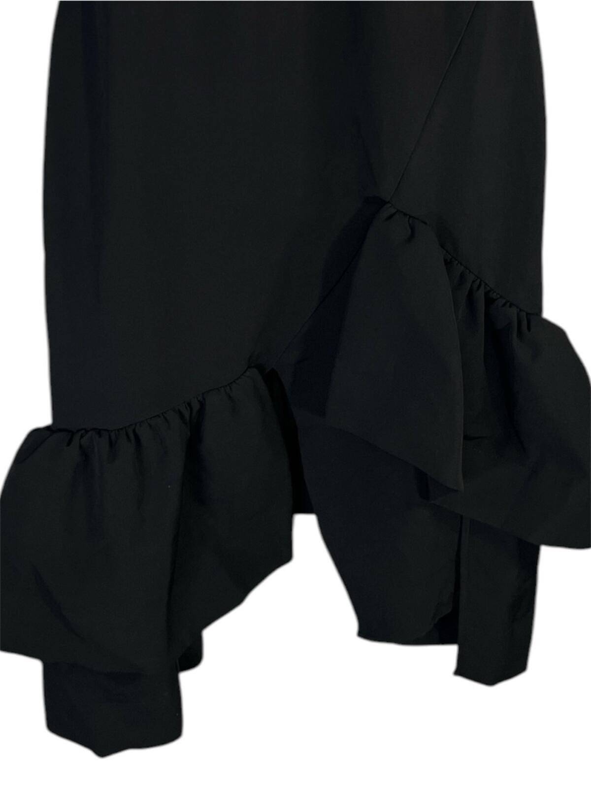 Gracia Black Asymmetrical Ruffle Hem Midi Length Dress Size Medium