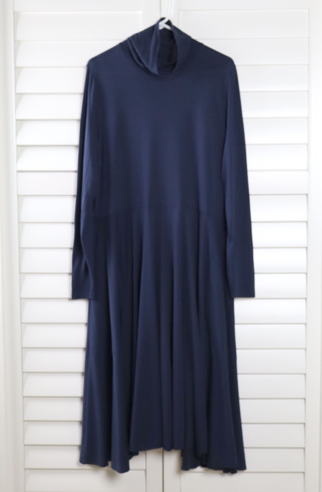 PERUVIAN CONNECTION NEW $169 Solid Navy Ariana Midi Turtleneck Dress Size XL