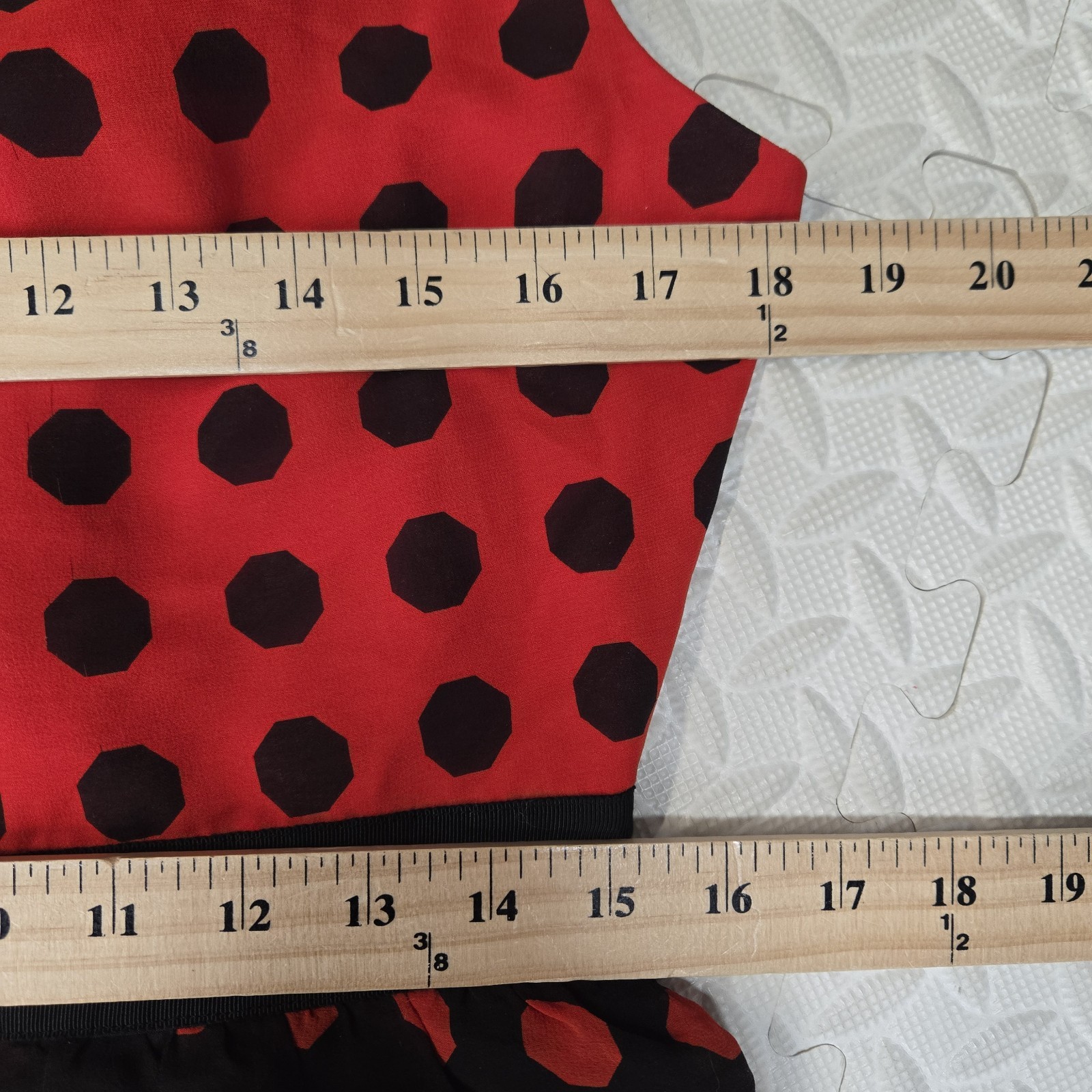 Trina Turk Dress Womens Small Medium Ladybug 100% Silk Black Red Polka Dot Party