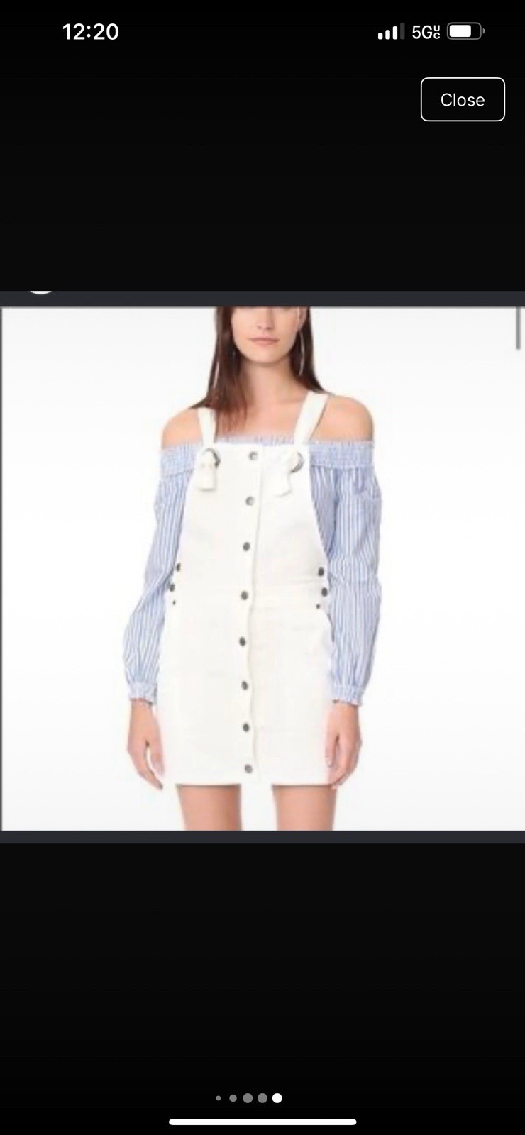 Rebecca Minkoff White Denim Button-Front Overall skirt Square Neck Pockets Large