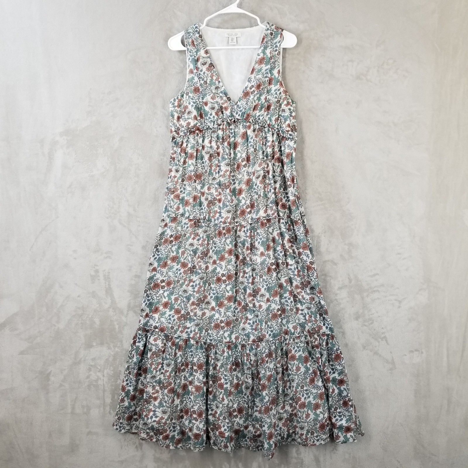 Rachel Zoe Maxi Dress Womens Size M Babydoll Floral Tiered Cotton Sleeveless