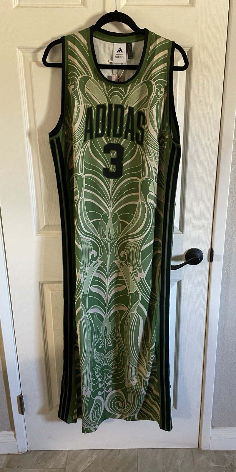 Adidas women adidas X Farm Rio Premium Green And Black Maxi Dress Size X-Large