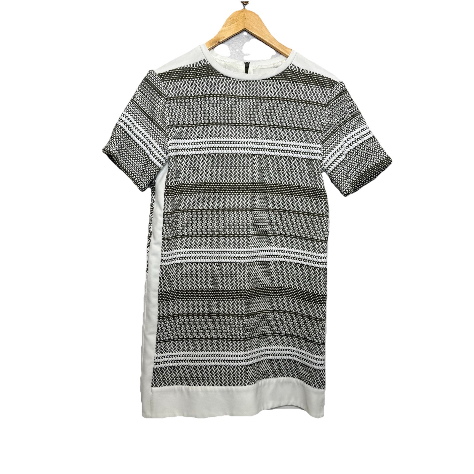 Public School Dress Taupe And White Short Sleeve Textured Size 2