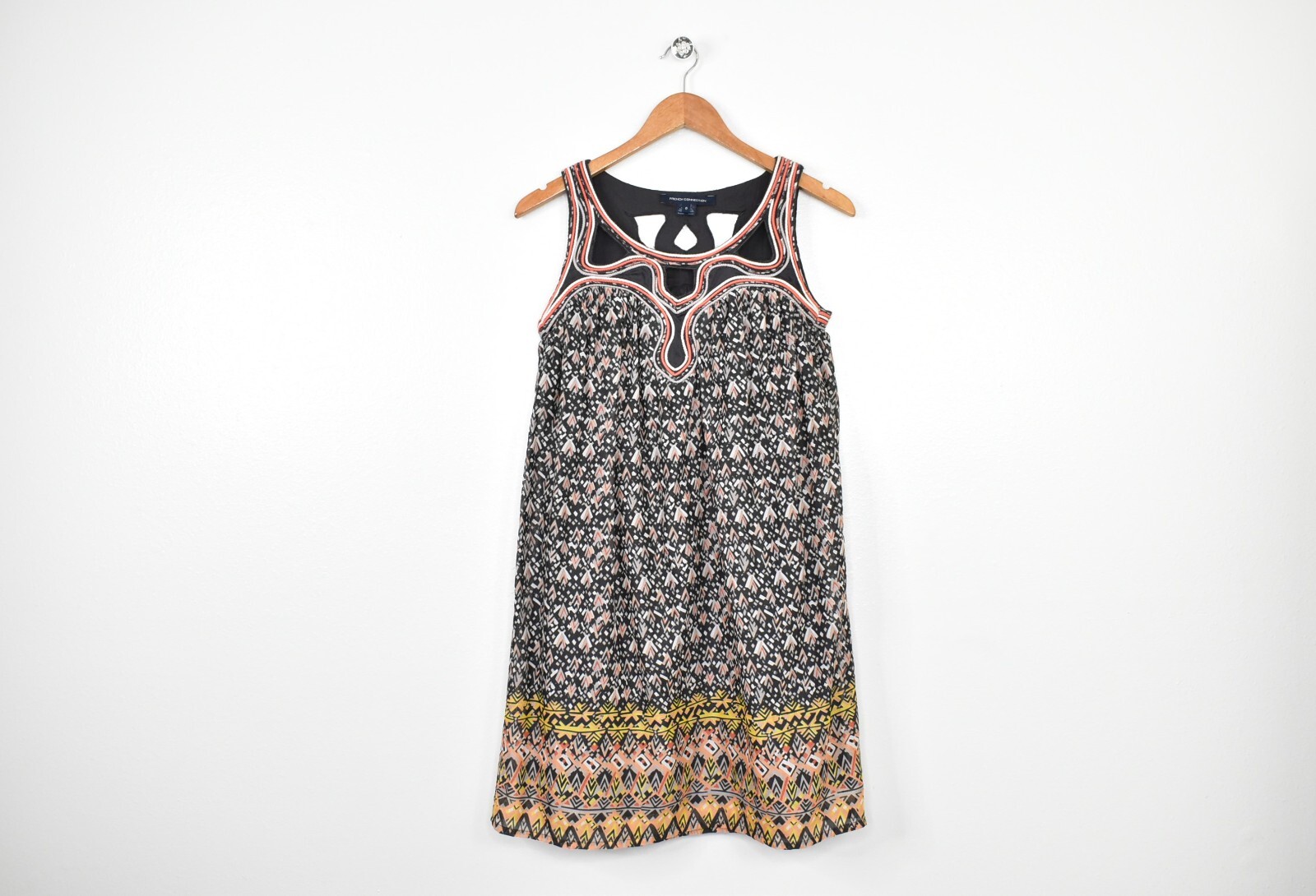 French Connection Floriana Cutout Sleeveless Pleated Shift Dress Size 0 Casual