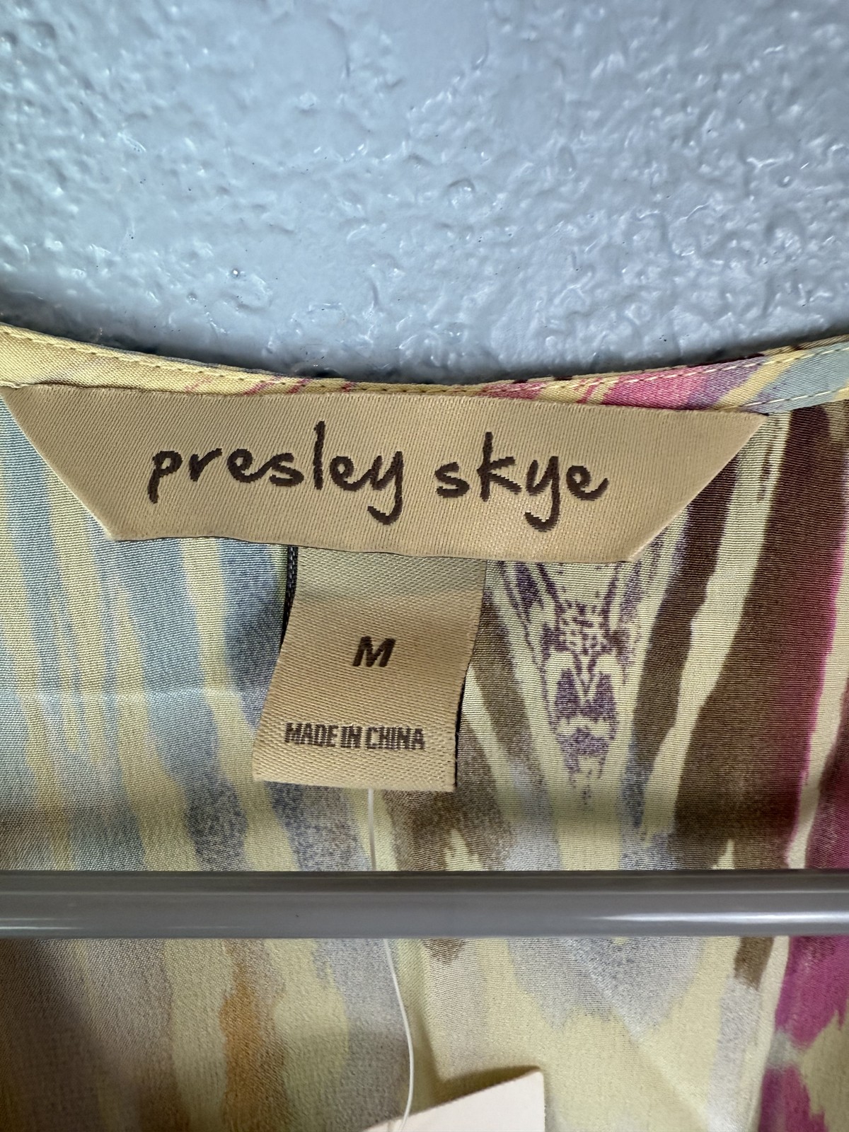 Presley Skye Dress Womens Medium Maize Green Silk Ikat Print Belted Lined NWT