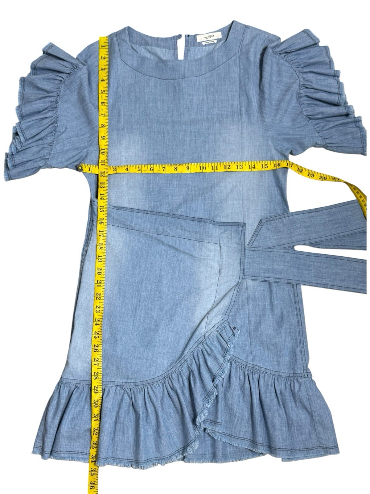 Isabel Marant Étoile Lelicia Chambray Ruffle Wrap Dress NWOT Size 36 / US 4 / S